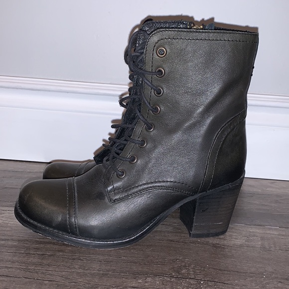 NEW Steve Madden leather chunk heel lace up boots - Picture 2 of 6